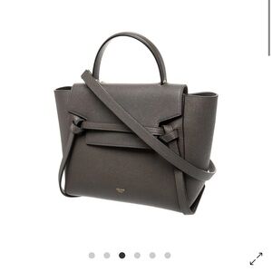 Celine Dark Gray Satchel with Gold Accents